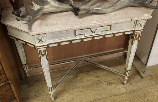 A parcel gilt painted console table W.134cm